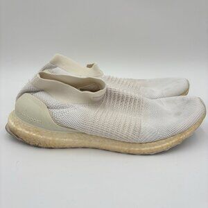 Adidas UltraBoost Laceless Undyed White Running Shoes Sneaker‎ Mens Size 12.5